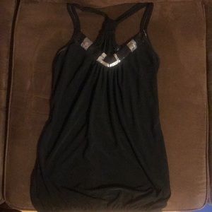 Black Tank with Sequin Neck